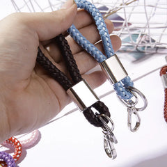 2 Pcs Leather Cord Keychain Woven Leather Cord Pendant Car Keychain