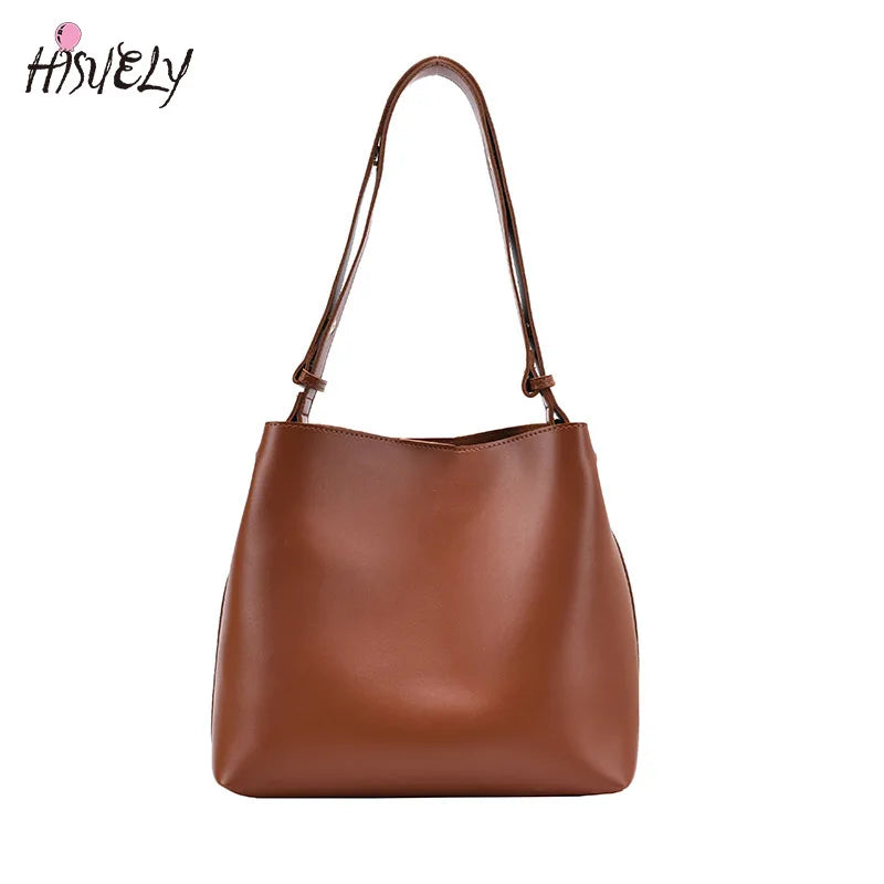 Retro Crossbody Bags for Women Shoulder Bag Handbag PU Leather Bucket Bag