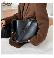 Retro Crossbody Bags for Women Shoulder Bag Handbag PU Leather Bucket Bag