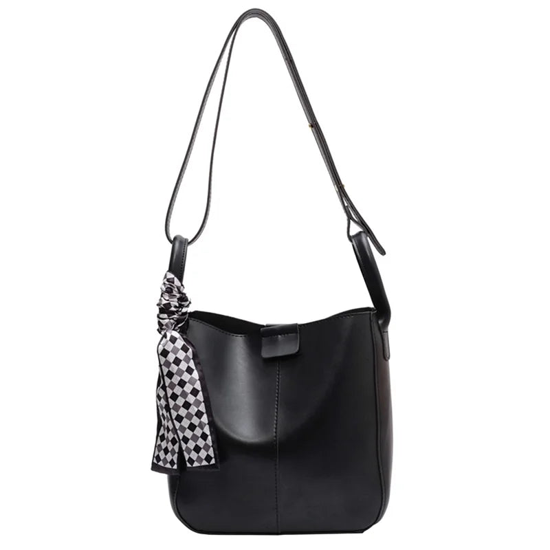 2 Pcs/Set Ribbon Women Tote Bucket Bags Soft Leather Female Handbags