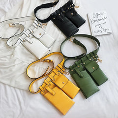 2 Pcs Women Waist Bag Hip Hop Leather Belt Bags Tactical Crossbody Chest Bag