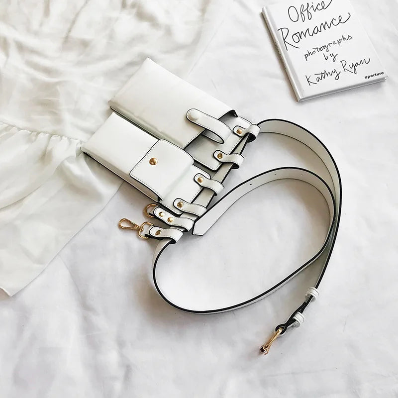 2 Pcs Women Waist Bag Hip Hop Leather Belt Bags Tactical Crossbody Chest Bag