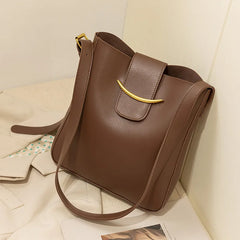 Vintage Small PU Leather Bucket Crossbody Bags For Women Lady Shoulder