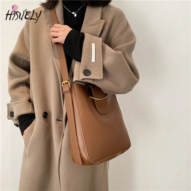 2 Pcs Vintage Small PU Leather Bucket Crossbody Bags For Women
