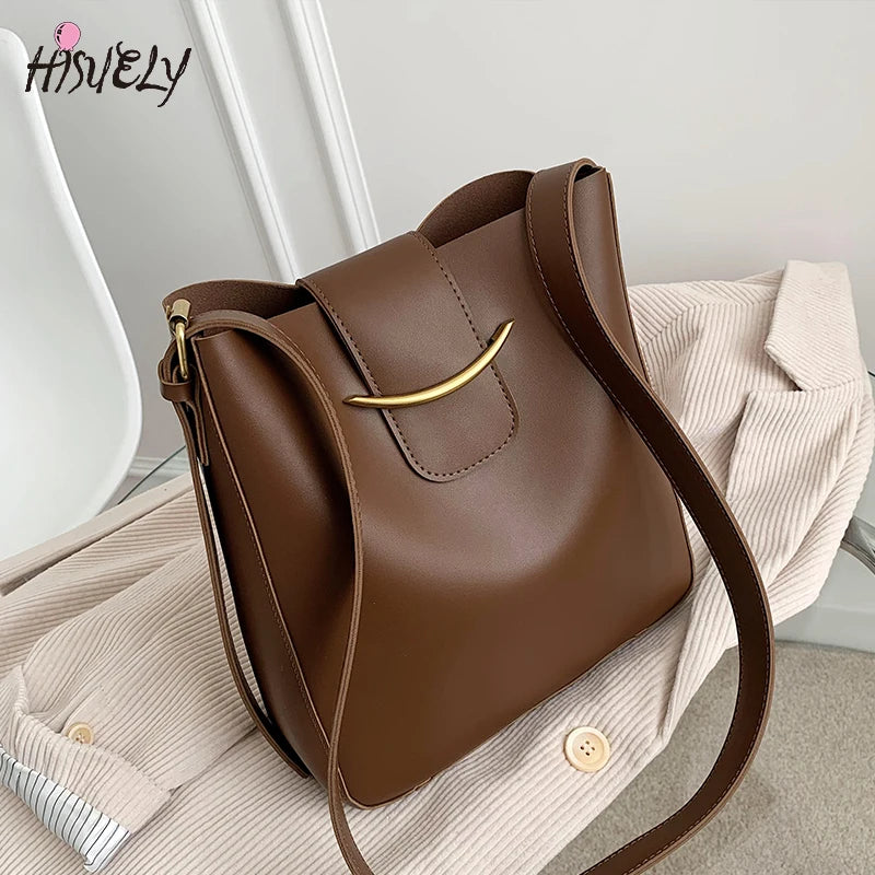 2 Pcs Vintage Small PU Leather Bucket Crossbody Bags For Women