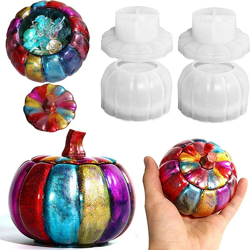Halloween Pumpkin Jar Molds with Lid, Resin Epoxy Casting Mold