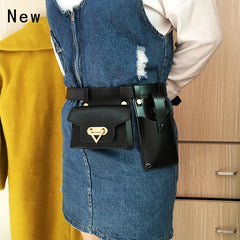 Women's Belt Bag Tactical Waist Bags Leather Flap Fanny Pack