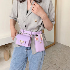 Women's Belt Bag Tactical Waist Bags Leather Flap Fanny Pack
