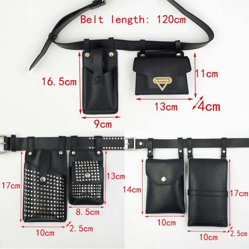 Women's Belt Bag Tactical Waist Bags Leather Flap Fanny Pack