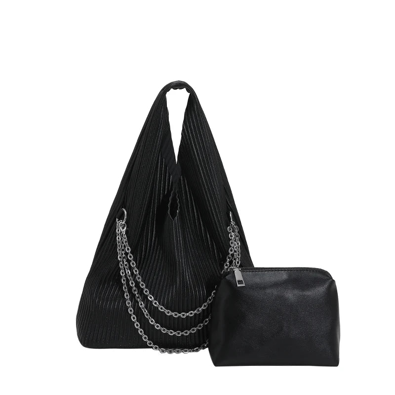 2-Piece Women's Bucket Tote Bag Set - PU Leather Shoulder Crossbody Handbags