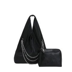 2-Piece Women's Bucket Tote Bag Set - PU Leather Shoulder Crossbody Handbags