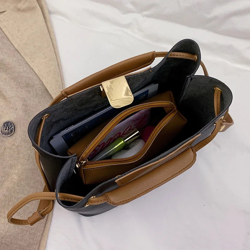2-Piece Winter Bag Set: Tote Handbags, Shoulder Bags, Clutch Crossbody
