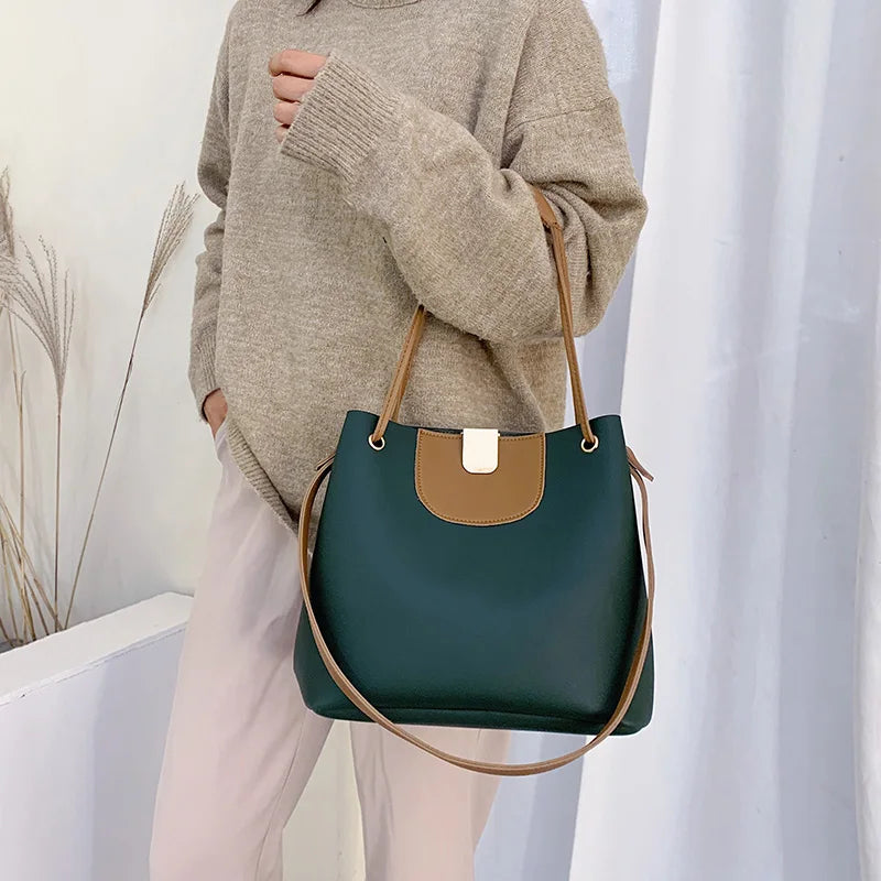 2-Piece Winter Bag Set: Tote Handbags, Shoulder Bags, Clutch Crossbody