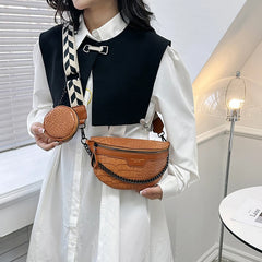 Crocodile Leather Messenger Bag Set for Women Large Capacity Crossbody Chest Bag
