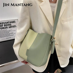 2 Women's Patchwork PU Leather Shoulder Bags for Travel