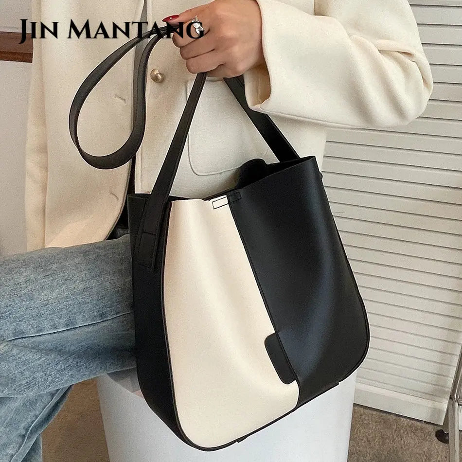 2 Women's Patchwork PU Leather Shoulder Bags for Travel