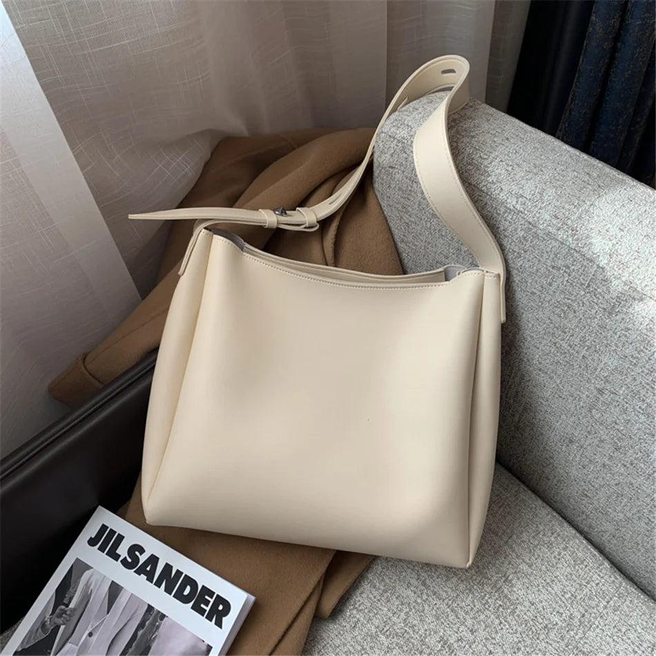 2 Sets Casual Totes Bag PU Leather Shoulder Bags for Women Female Travel Bag