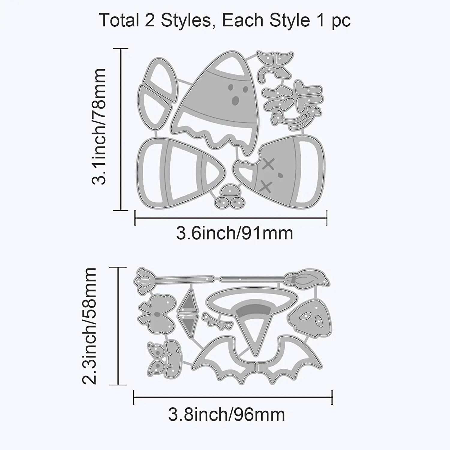 2 Sets Halloween Candy Corn Metal Cutting Dies for DIY Scrapbooking Embossing