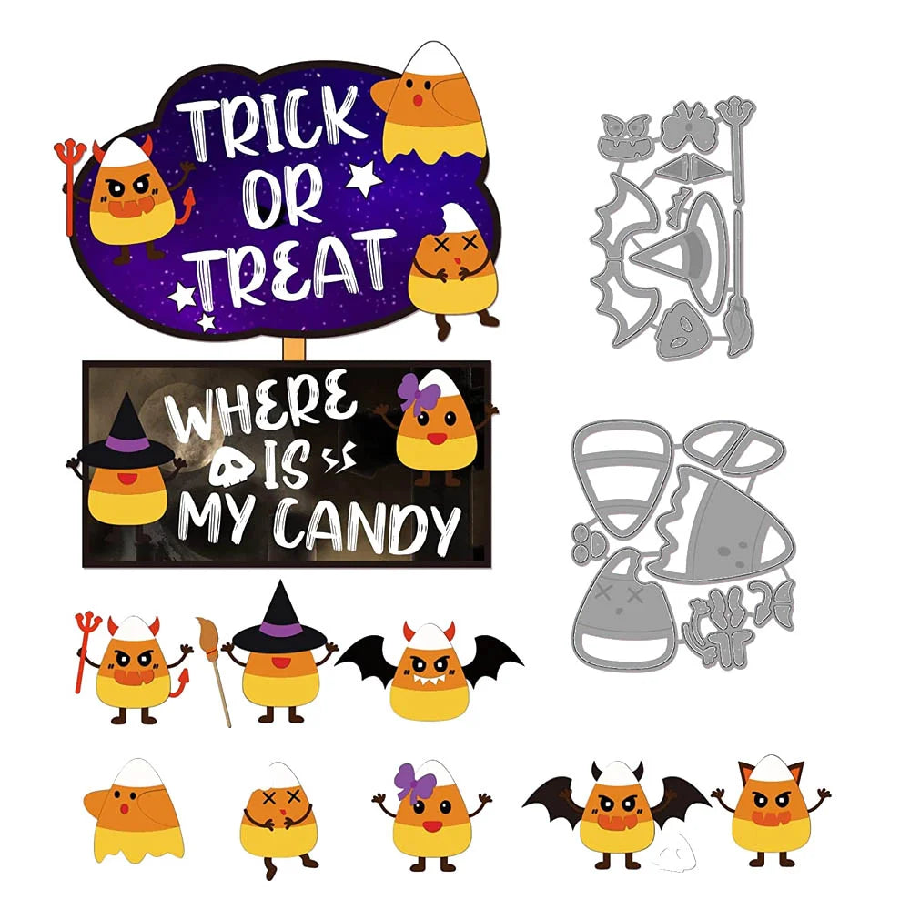 2 Sets Halloween Candy Corn Metal Cutting Dies for DIY Scrapbooking Embossing