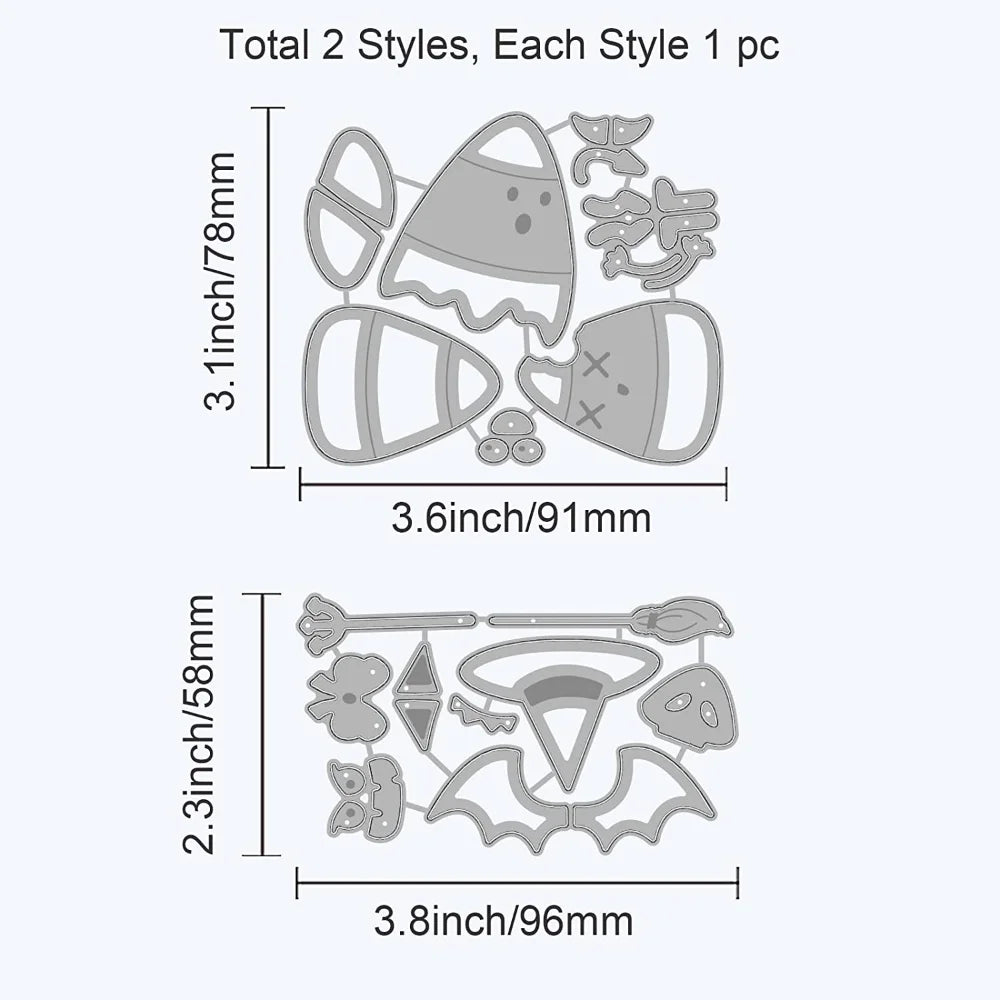 2 Sets Halloween Candy Corn Metal Cutting Dies for DIY Scrapbooking Embossing