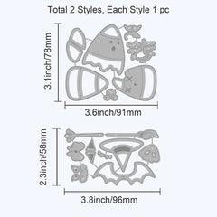 2 Sets Halloween Candy Corn Metal Cutting Dies for DIY Scrapbooking Embossing