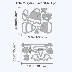 2 Sets Halloween Candy Corn Metal Cutting Dies for DIY Scrapbooking Embossing