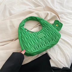 Women's Half Moon Bag Quilted Cloth Top-handle Purse