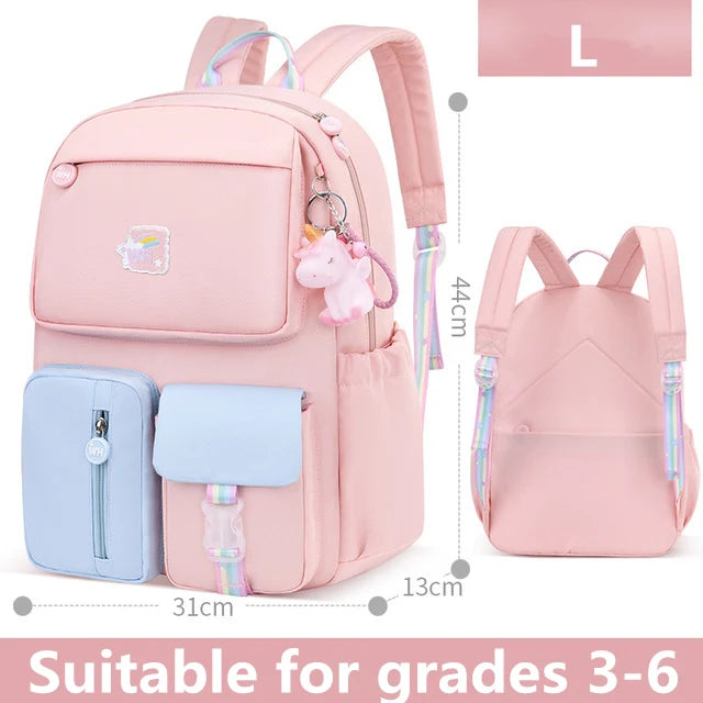 Rainbow School Backpacks for Teen Girls 1-6 Grade Travel Bag