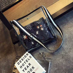Transparent Composite Bags Teenager Girls Beach Bag Women Jelly Bag