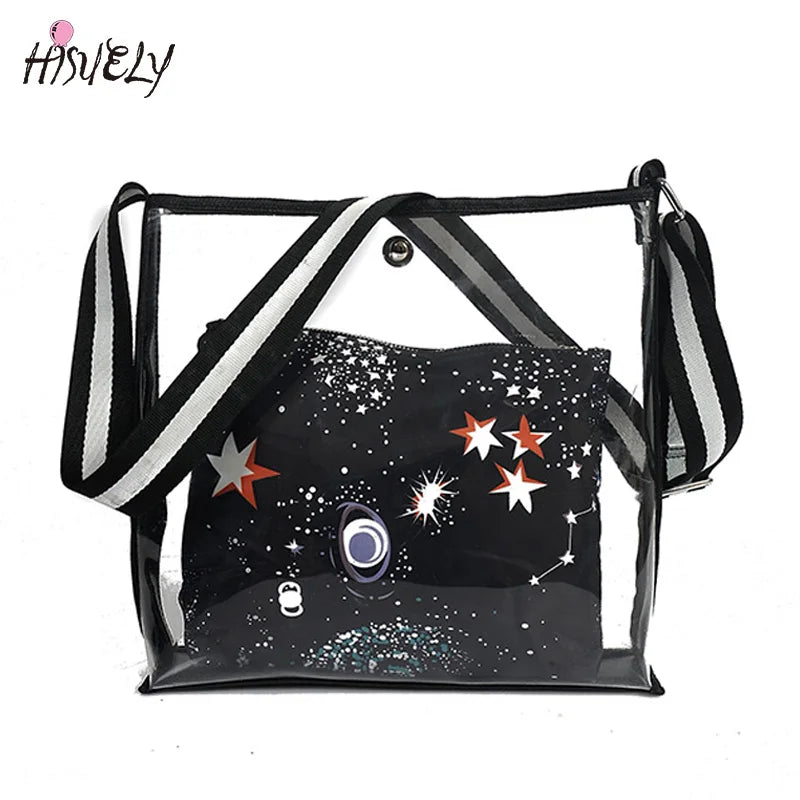 Transparent Composite Bags Teenager Girls Beach Bag Women Jelly Bag