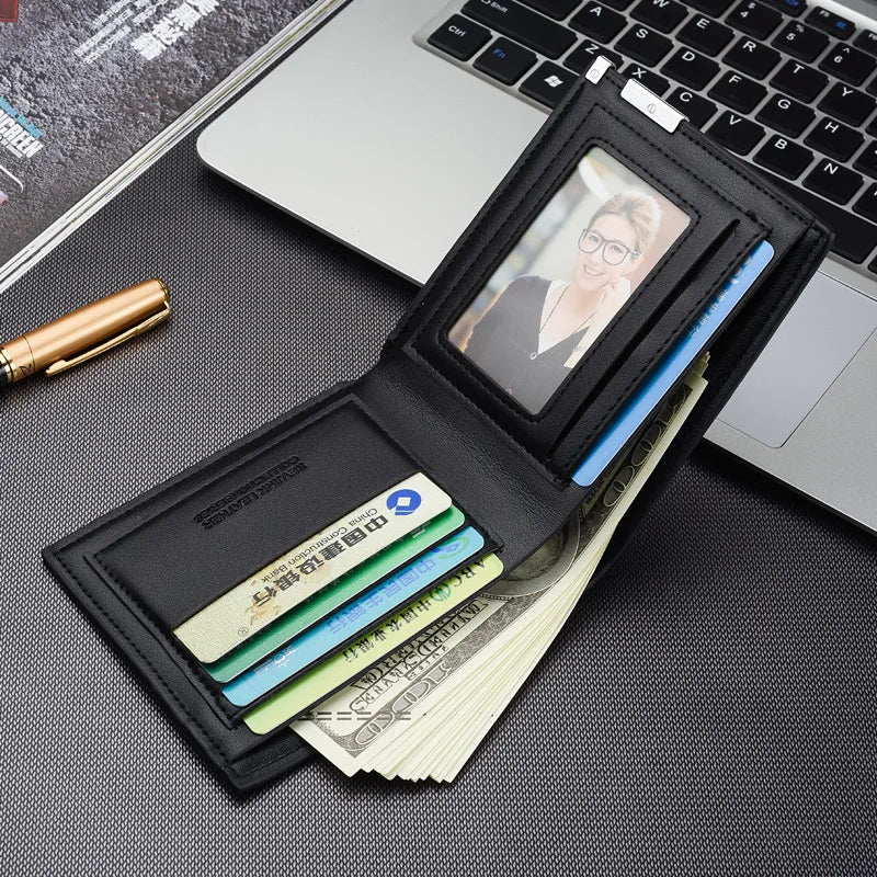 Men Wallets Purse Short Male Transverse Clutch Leather Wallet Men Mini Purse