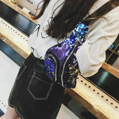 Pink Silver Sequin Holographic Fanny Pack for Women