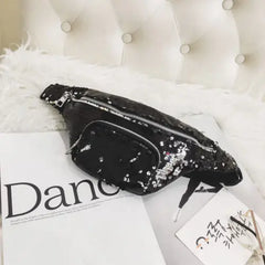 Pink Silver Sequin Holographic Fanny Pack for Women