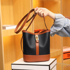 Leather Shoulder Bag Bucket Handbag Large Capacity Tote Sac