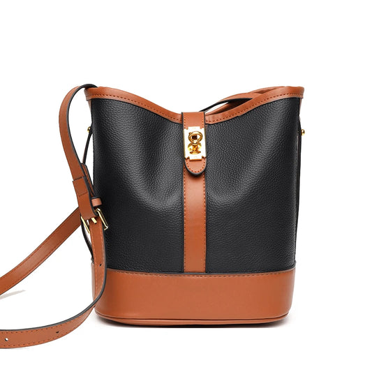 Leather Shoulder Bag Bucket Handbag Large Capacity Tote Sac