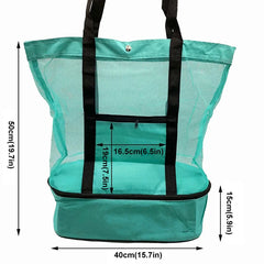 2 in 1 Cooler Picnic Bag Beach Bag Oversized Lightweight Mesh Beach Tote Bag