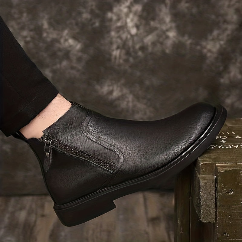 Men's Casual Round Toe Zipper Dress Ankle Boots