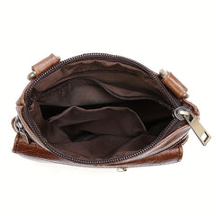 Men's Leather Messenger Bag Mobile Phone Shoulder Crossbody Bag