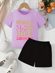 Big Sister 2pcs T-Shirt & Shorts Set Short Sleeve Top Casual Summer Outfit