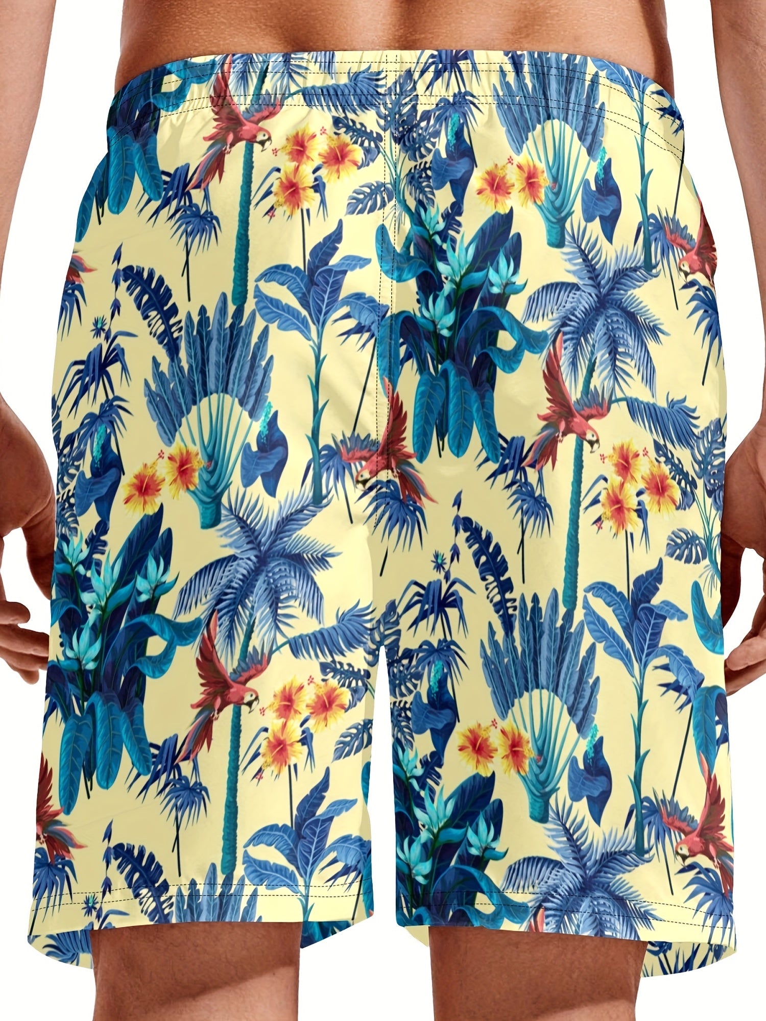 Tropical Forest Birds and Plants Shorts with Pockets