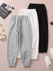 3 Pcs Girls Joggers Letter Print Sweatpants Outfit