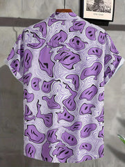 Grimace Print Casual Short Sleeve Shirt for Men
