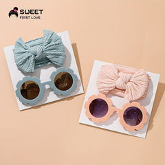 Solid Headband Sunglasses Combo Bowknot Hair Bands for Girls Children