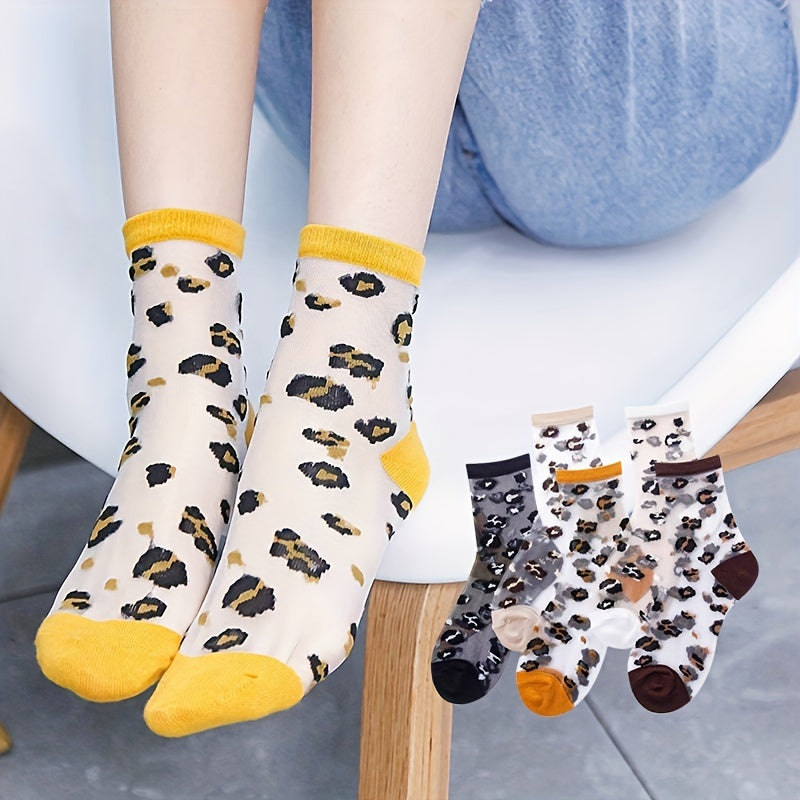 Leopard Mesh Socks Breathable Mid Tube Stockings