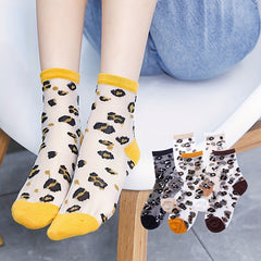 Leopard Mesh Socks Breathable Mid Tube Stockings