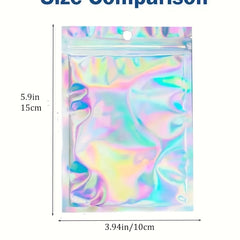 100pcs Holographic Rainbow Self-sealing Bags