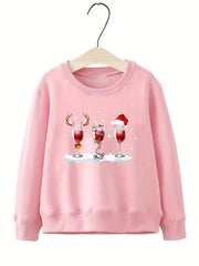 Christmas Beverages Pattern Sweatshirt for Girls