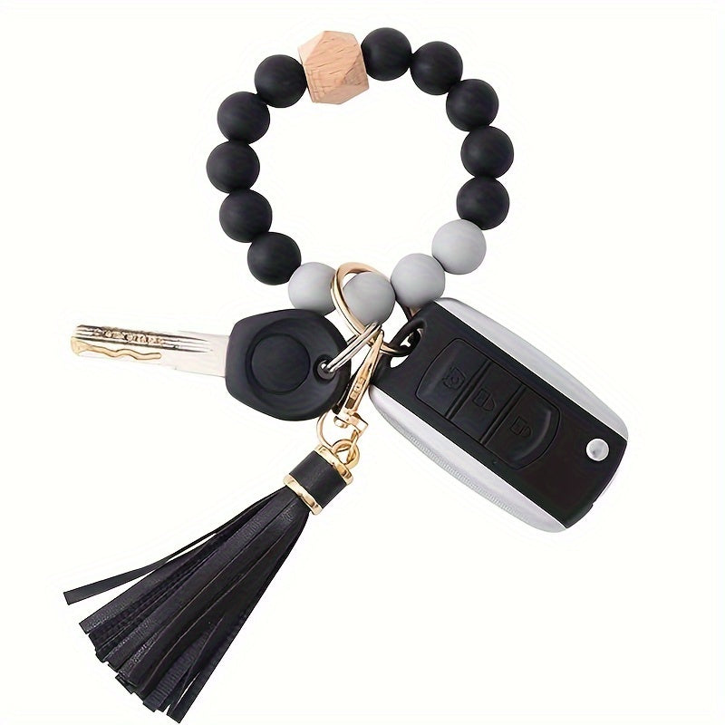 Silicone DIY Beaded Bracelet Keychain Car Keychain Backpack Accessories