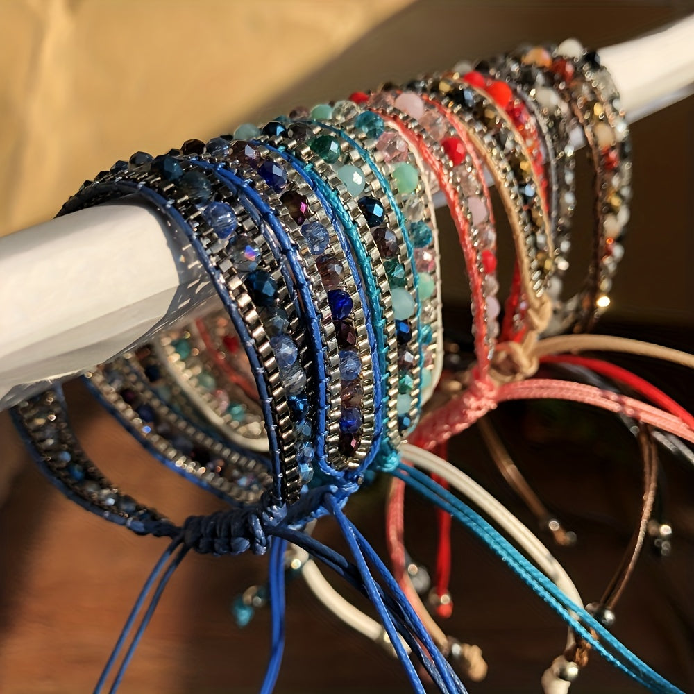 Boho Wrap Bracelet Glass Seed Beads Hand Woven Colorful Friendship Bracelet