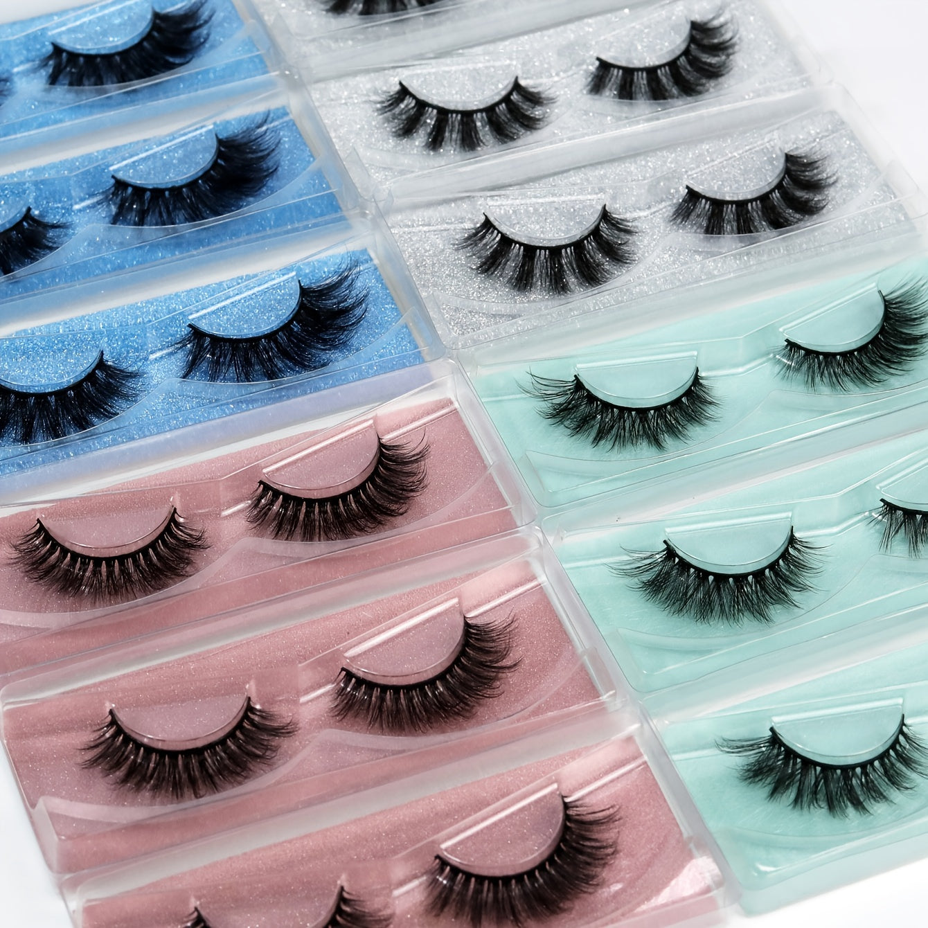 12 Pairs False Eyelashes 4 Styles Thick Curling Fluffy Wispy Cluster Cat Eye